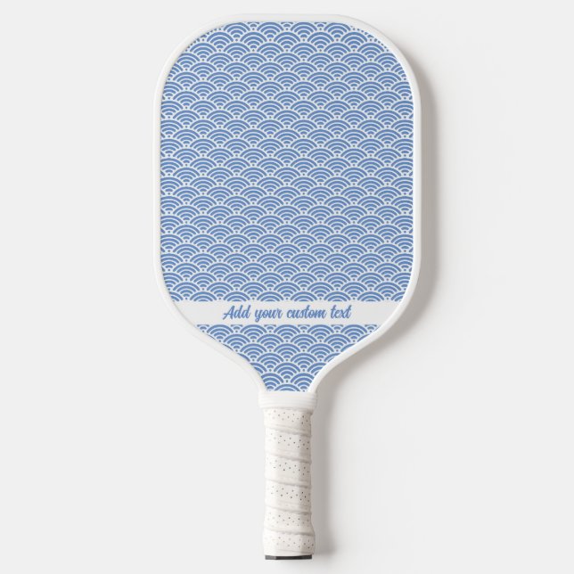 Raquette De Pickleball Texte personnalisé du Motif d'onde bleu Abstrait (Recto)