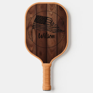 Raquette De Pickleball Texture en bois rustique personnalisée