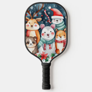 Raquette De Pickleball Thème de Noël Animaux mignons