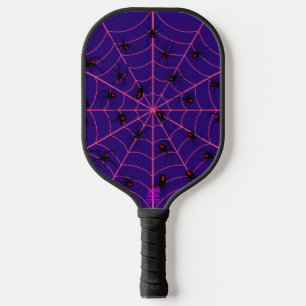 Raquette De Pickleball Toile d'araignée noire rose Art Motif Halloween