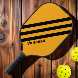 Raquette De Pickleball Tournesol rétro Buzz Trois bandes avec nom