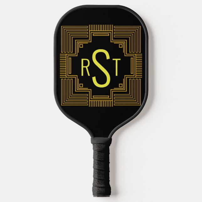 Raquette De Pickleball Toute 3 lettre monogramme initiale Lignes géométri (Recto)