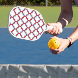 Raquette De Pickleball Trellis blanc et rouge, treillis, Quatrefoil