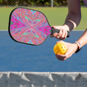 Raquette De Pickleball Trippy rose, Aqua et Magenta papillon Abstrait
