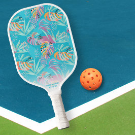 Raquette De Pickleball Tropical Palm Tree Leaf Motif Custom Name Téléphon