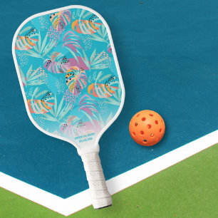 Raquette De Pickleball Tropical Palm Tree Leaf Motif Custom Name Téléphon