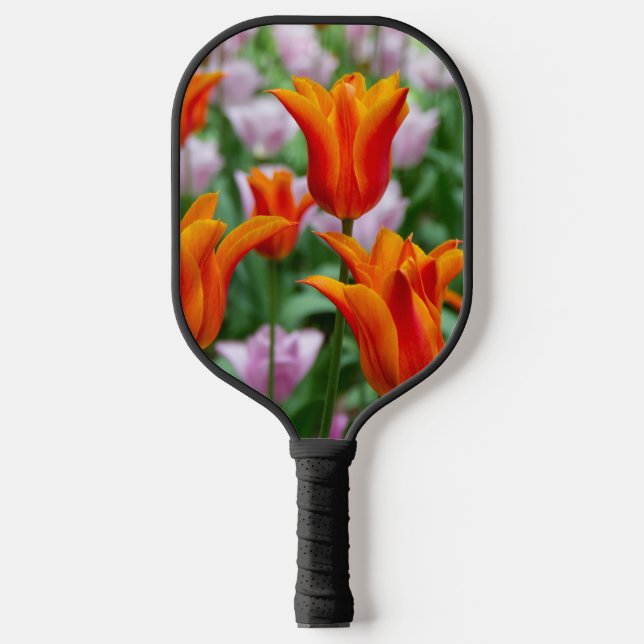 Raquette De Pickleball Tulipes orange vif dans le parc (Recto)