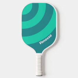 Raquette De Pickleball Turquoise Beach Breeze Circle Stripe avec nom