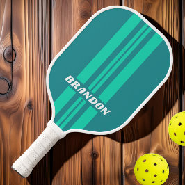 Raquette De Pickleball Turquoise Beach Breeze Rally Stripes avec nom