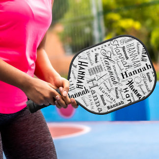Raquette De Pickleball Typographie Hannah noir blanc