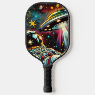 Raquette De Pickleball Un astronaute flotte dans l'espace avec un OVNI Ai
