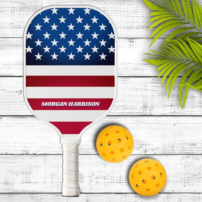 Raquette De Pickleball US Flag Stars and Stripes Personalized (Créateur téléchargé)