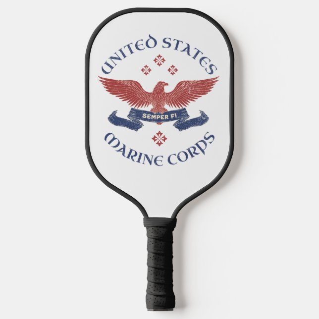 Raquette De Pickleball US MARINES Eagle RWB Patriotic Semper Fi (Recto)