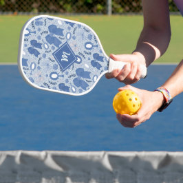Raquette De Pickleball Vaches et Roses bleus romantiques
