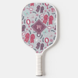 Raquette De Pickleball Vaches et Roses gris romantiques