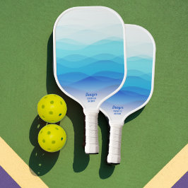 Raquette De Pickleball Vagues Bleues Abstraites cool Personnalisées