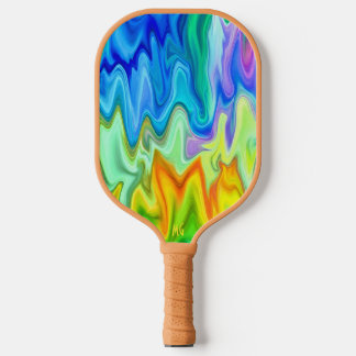 Raquette De Pickleball Vagues Brûlantes Abstraites Personnalisées