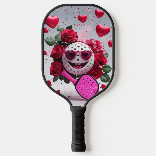 Raquette De Pickleball Valentine Pickleball Love - Coeur & Paddle Design (Recto)