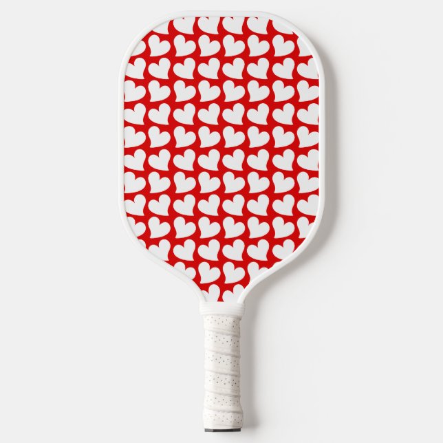 RAQUETTE DE PICKLEBALL VALENTINES COEURS ROUGE ET BLANC VALENTINE (Recto)