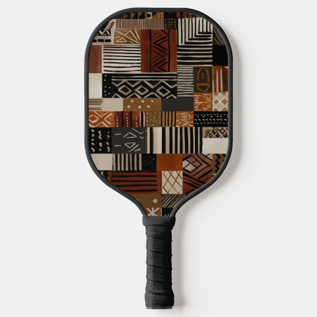 Raquette De Pickleball Variations de motifs africains dans les tons de te (Recto)