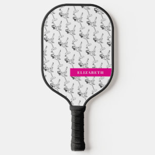 Raquette De Pickleball Verre Martini noir et blanc rétro Personnalisé