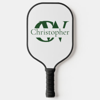 Raquette De Pickleball Vert personnalisé avec nom et initiales