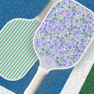Raquette de pickleball verte à rayures florales mi