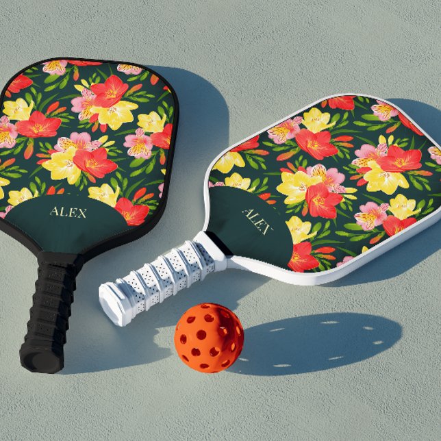 Raquette De Pickleball Vibrant Personnalisable Tropical Floral (Créateur téléchargé)