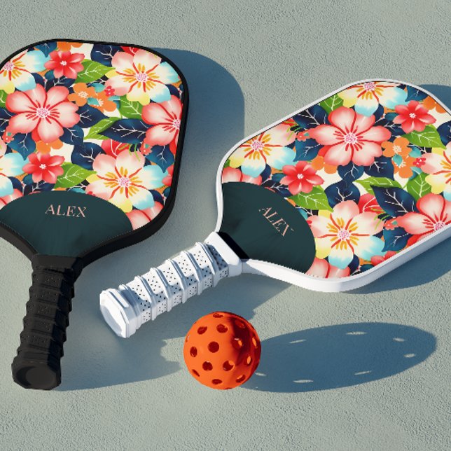 Raquette De Pickleball Vibrant Personnalisable Tropical Floral (Créateur téléchargé)