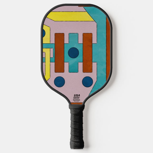 Raquette De Pickleball Vibrant Retro Industrial Geometric Abstract  (Recto)