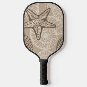 Raquette De Pickleball Vie marine côtière étoiles de mer et coquilles en 