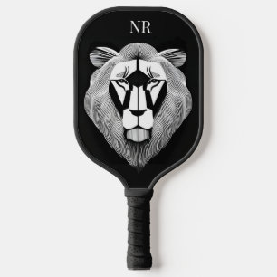 Raquette De Pickleball Vieux Lion noir et blanc Monogramme graphique mode