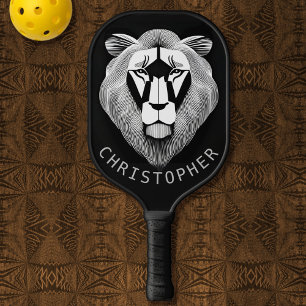 Raquette De Pickleball Vieux Lion noir et blanc Personnalisation graphiqu