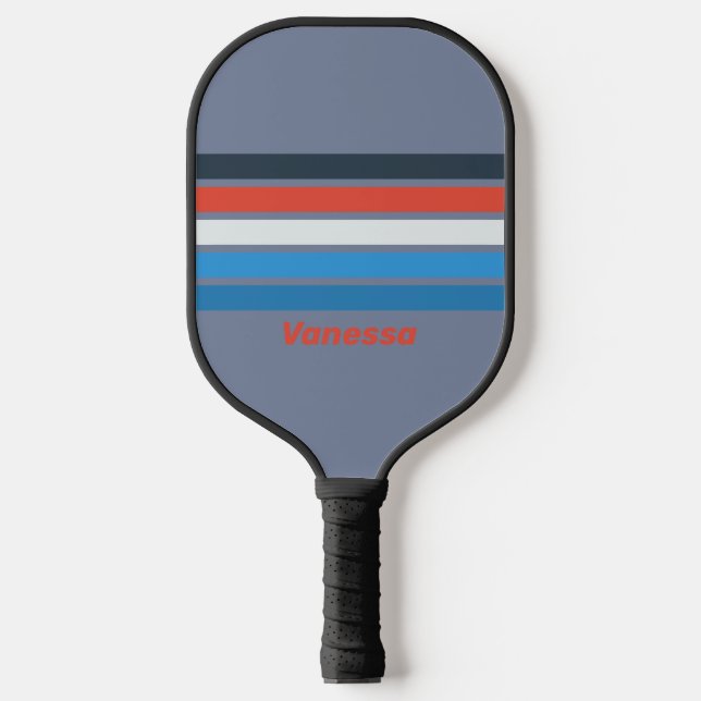 Raquette De Pickleball Vintage foncé à travers la bande avec le nom (Recto)