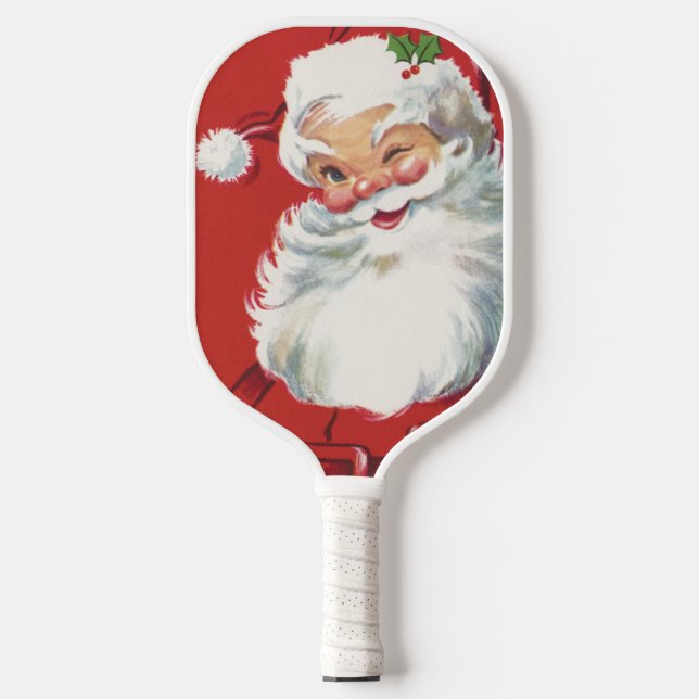 Raquette De Pickleball Vintage Noël Père Noël, Jolly et Winking (Recto)