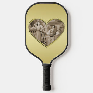 Raquette De Pickleball Vintage Romance couple, homme et femme, or