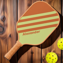 Raquette De Pickleball Vintage Sport Desert Cactus Dual Stripes avec nom