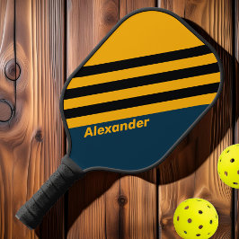 Raquette De Pickleball Vintage Sport Moonlit Tide Strips avec nom