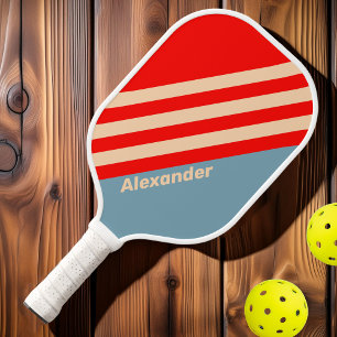 Raquette De Pickleball Vintage Sport Ocean Horizon Rayures avec Nom