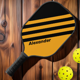 Raquette De Pickleball Vintage Sport Tournesol Buzz Stripes avec nom