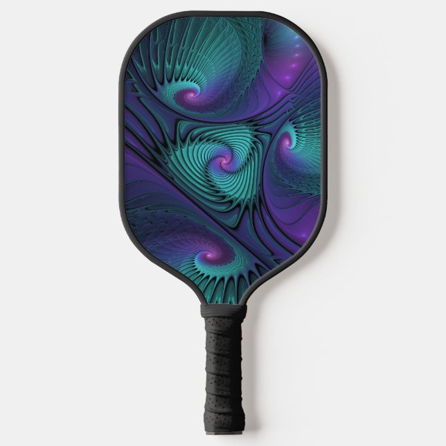 Raquette De Pickleball Violet rencontre Turquoise moderne art fractal abs (Recto)
