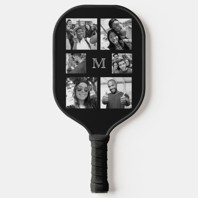 Raquette De Pickleball VOS PHOTOS tour B & W monogramme personnalisé (Recto)