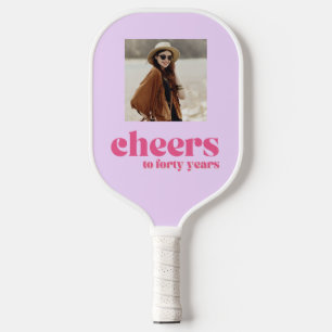 Raquette De Pickleball VOTRE PHOTO Retro Purple & Pink, 40e anniversaire