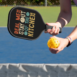 Raquette De Pickleball Vrais hommes hors de la cuisine texte coloré vinta