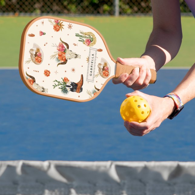 Raquette De Pickleball Western Desert Cactus Cowboy Casquette Nom personn (Insitu)