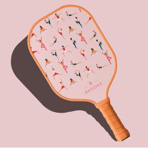 Raquette De Pickleball Yoga Poses amusant & Rose mignon Personnalisé