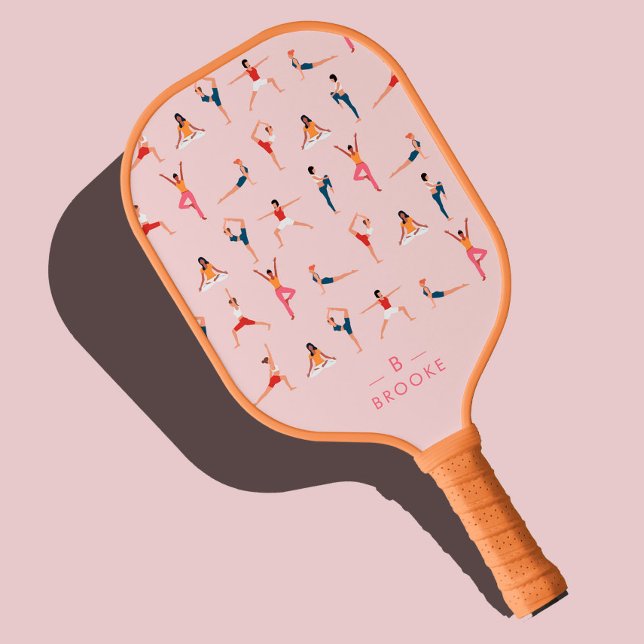 Raquette De Pickleball Yoga Poses amusant & Rose mignon Personnalisé (Créateur téléchargé)