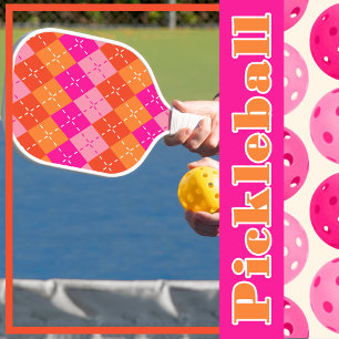 Raquette De Pickleball Yuppie Preppy Sporty Jacquard rose et orange
