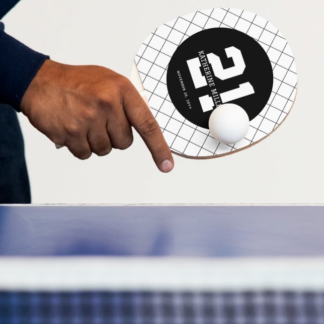 Raquette De Ping Pong 21e anniversaire personnalisé Moderne et élégant (Insitu)