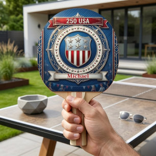 Raquette De Ping Pong 250 Ans de Liberté Emblème Américain Rouge Bleu Bl
